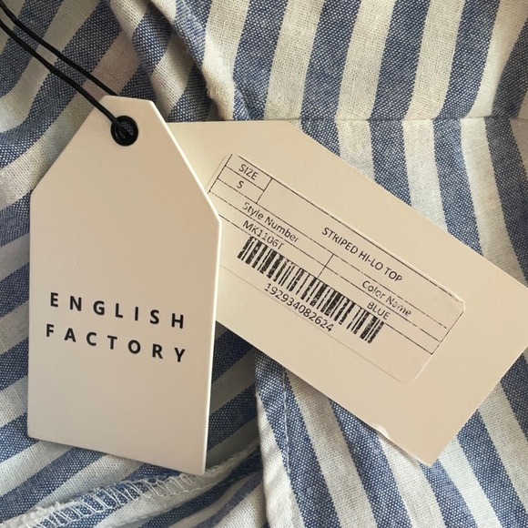 English Factory Blue & White Striped High-Low Top Size Small NWT - Picture 11 of 11